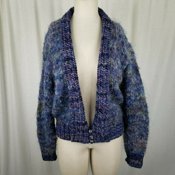 Knit One Crochet Too Handknit Shawl Collar Cardigan Sweater Jacket Womens L