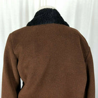 Maralyce Ferree Vegan Faux Persian Fur Fleece Shawl Collar Swing Coat Womens S