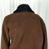 Maralyce Ferree Vegan Faux Persian Fur Fleece Shawl Collar Swing Coat Womens S