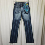 Akademiks New York Foxy Lady CatCal Embroidered Denim Blue Jeans Womens 28 Call