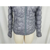 Kenneth Cole Quilted Down Puffer Parka Jacket Womens XS Silver Metallic Gray