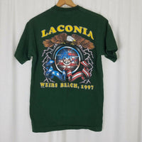 Vintage Laconia Weirs Beach 1997 Double Sided 90s Tee T-Shirt Mens L Eagle Flag