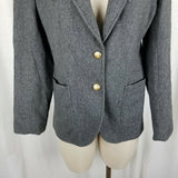 Vintage The Talbots Wool Blazer Jacket Womens 10 Mottled Charcoal Gray USA Gold