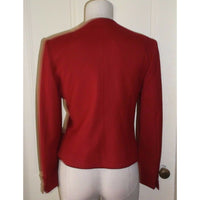 Sterns Worsted Wool Twill Collarless Button Up Cropped Jacket Womens 8 Vintage