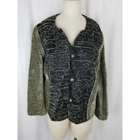 Le Blanc Mouton Velvet Colorblock Patchwork Jacket Blazer Womens L 80s Textured