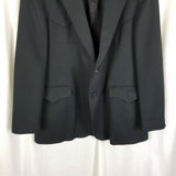 Vintage American Original Black Western Blazer Jacket Sportcoat Mens 46R USA