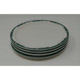 SYRACUSE CHINA 8 7/8" Dinner Plates Vintage Green Trim Design 4-kk USA Set of 4