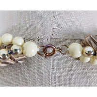 Multi-strand Faux Silver Ivory Pearls Shell Look Beads Beaded Necklace Jewelry