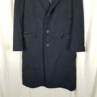 College Hall Fuzzy Winter Wool Peacoat Mens 40 Vintage Dress Over Top Coat Black