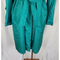 London Fog Towne Shiny Shimmer Belted Sash Long Trench Coat Womens 6P Cape Top
