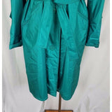 London Fog Towne Shiny Shimmer Belted Sash Long Trench Coat Womens 6P Cape Top