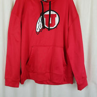 University of Utah Utes Red Logo Hoodie Sweatshirt Majestic Section 101 Mens L