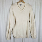 Vintage LL Bean 100% Cotton VNeck Pullover Sweater Mens MT Tall Cream Off White