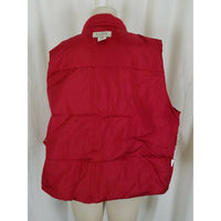 Vintage J Crew Red Zip Up Goose Down Nylon Quilted Puffer Vest Womens XL Funnel