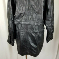 Wilsons Leather Black Shawl Collar Tie Cape Top Long Jacket Short Coat Womens S