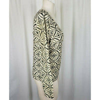 Pierri New York Gold Glitter Metallic Knit Sweater Top Diamond Print Womens M L
