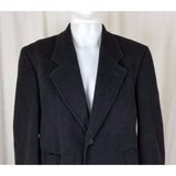 Kasper Black Mohair Wool Peacoat Overcoat Top Dress Coat Mens 38 Short Charcoal