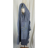 Taillissime Midi Patchwork Polka Dots Ruffled Chambray Dress Womens 22W Blue