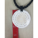 Polished Stone Circle Medallion Pendant Chunky Beaded Necklace Statement Piece