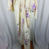 Vintage MARUKYO Kimono Wrap Maxi Robe Purple Made in Japan Asian Cosplay 57” Tie