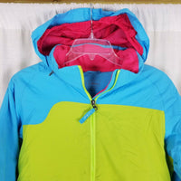 LL Bean Thinsulate Hooded Winter Parka Jacket Girls L 14 16 Colorblock Neon Ski