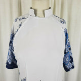 Vintage Mid Century 60s Twiggy Long Top Tunic Shirt Womens L Floral Side Entry