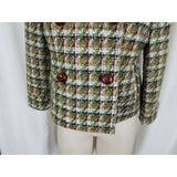 Millard Fillmore Green Houndstooth Tweed Cropped Jacket Womens 10 Woven Vegan