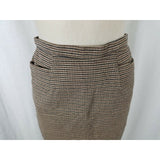 Vintage Lands End Houndstooth Checked Stretch Pencil Skirt Womens 8 Brown Black