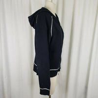 Calvin Klein Jeans Logo Knit Full Zip Up Hooded Sweater Jacket Womens XL Navy