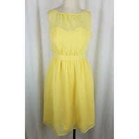 Tevolio Yellow Chiffon 50's Look Fit & Flare Swing Slip Dress Womens 2 Banded