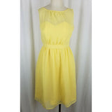 Tevolio Yellow Chiffon 50's Look Fit & Flare Swing Slip Dress Womens 2 Banded