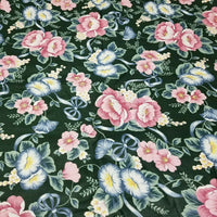 Romantic Gardens Wamsutta Green Floral Screenprint Upholstery Fabric Vintage 5yd