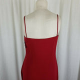 Tahari Petites Red Maxi Fitted Slinky Sexy Beaded Dress Womens 12P 80s Vintage