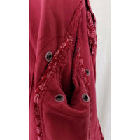 American Eagle Red Velvet Cropped Jean Jacket Blazer Womens M Fitted Tailored