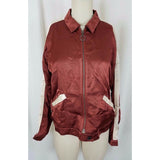 Anthropologie Capulet Souriez Brown Satin Bomber Jacket Womens L Boyfriend Look