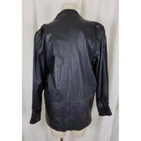 Vintage The Violetta Black Leather Pleated Ruched Jacket Coat Womens 38 80s 90s