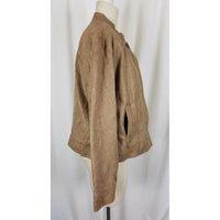 Chicos Embossed Gold Metallic Tapestry Moto Mandarin Bomber Jacket Womens 2 L