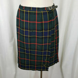 VINTAGE Cairds Mosbrook Wool Tartan Plaid Pinned Wrap Kilt Skirt Womens L Buckle