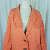 LL Bean Signature Apricot Cotton Summer Weight Blazer Jacket Womens 14 Stretch