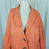 LL Bean Signature Apricot Cotton Summer Weight Blazer Jacket Womens 14 Stretch