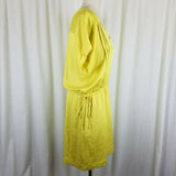 Banana Republic Chartreuse Yellow Pintuck Blouson VNeck Dress Womens M 2017