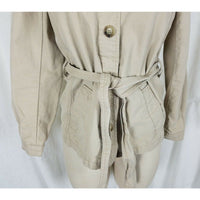 Gap Cotton Canvas Belted Tie Sash Short Trench Coat Jacket Womens XS Tan Button