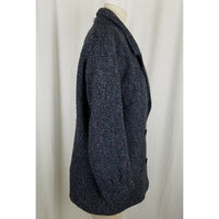 Vintage BBI Wool Black Double Breasted Peacoat Coat Womens 10 Speckled Tweed 80s