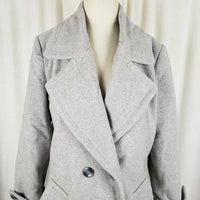 Chadwicks of Boston Wool Midi Military Double Breasted Peacoat Womens 12 Gray