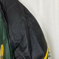 Vintage Mirage Green Bay Packers Leather Double Sided Bomber Jacket Mens XL NFL