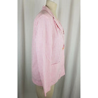 Vintage Bobbie Brooks Candy Striped Seersucker Boyfriend Blazer Jacket Womens 14