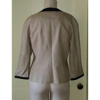 Sara Campbell Woven Silk Crochet Collarless Cropped Blazer Jacket Womens 8 USA