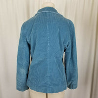 LL Bean Riding Equestrian Corduroy Blazer Jacket Womens 12P Blue 3 Button Up