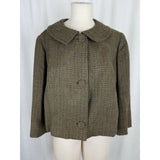 Vintage Salvatore Costanzo Wool Tweed Swing Jacket Blazer Designer Womens M Tan