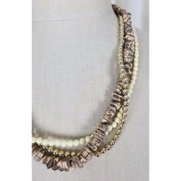 Multi-strand Faux Silver Ivory Pearls Shell Look Beads Beaded Necklace Jewelry